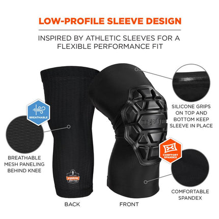 ProFlex 550 Padded Knee Sleeves with 3-Layer Foam Cap, Slip-On, Small/Medium, Black, Pair