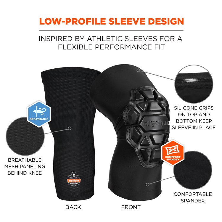 ProFlex 550 Padded Knee Sleeves with 3-Layer Foam Cap, Slip-On, Small/Medium, Black, Pair