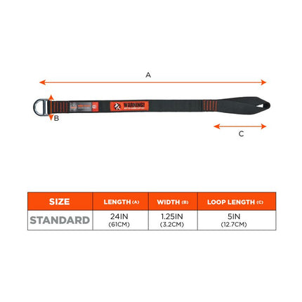 Squids 3176 Anchor Choke Strap for Tool Tethering, 40 lb Max Safe Working Capacity, 24" Long, Black