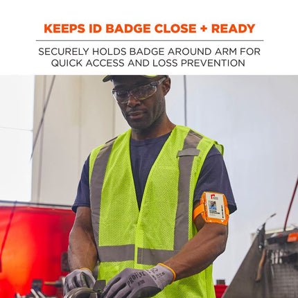 Squids 3386 Arm Band ID/Badge Holder, Vertical, Orange, 3.75 x 4.25 Holder, 2.5 x 4 Insert, 10/Pack