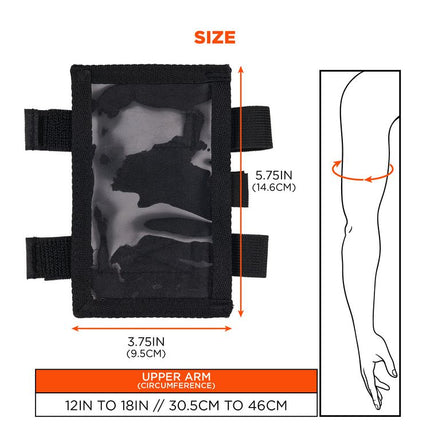 Squids 3390 Dual Band Arm ID/Badge Holder with Hook-and-Loop Closure, Vertical, Black, 3.75 x 5.75, 2.75 x 4.75 Insert