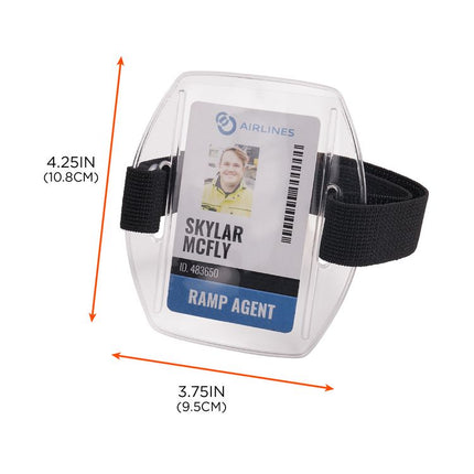 Squids 3386 Arm Band ID/Badge Holder, Vertical, Black/Clear, 3.75 x 4.25 Holder, 2.5 x 4 Insert, 10/Pack