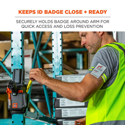 Squids 3386 Arm Band ID/Badge Holder, Vertical, Hi-Vis Lime, 3.75 x 4.25 Holder, 2.5 x 4 Insert, 10/Pack