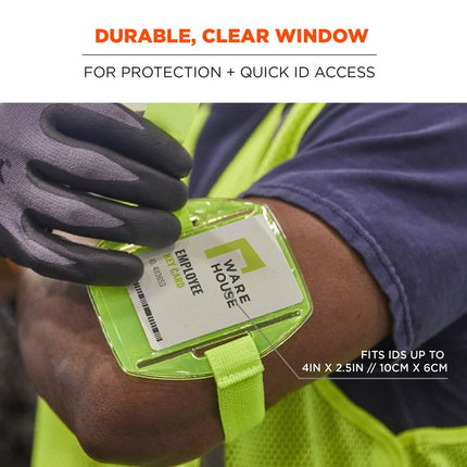 Squids 3386 Arm Band ID/Badge Holder, Vertical, Lime, 3.75 x 4.25 Holder, 2.5 x 4 Insert, 10/Pack