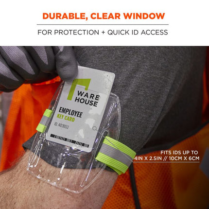 Squids 3386 Arm Band ID/Badge Holder, Vertical, Hi-Vis Lime, 3.75 x 4.25 Holder, 2.5 x 4 Insert, 10/Pack