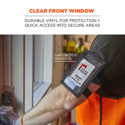 Squids 3387 Dual Band Arm ID/Badge Holder with Zipper, Vertical, Black, 3.75 x 5.75 for 2.75 x 4.75 Insert