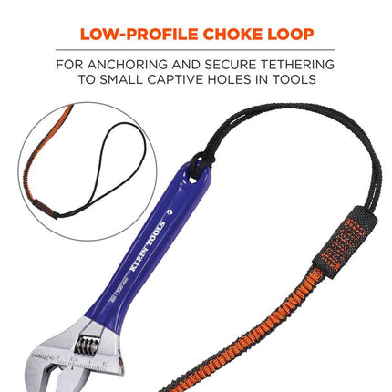 Squids 3104F(x) Tool Lanyard with Carabiner/Choke Loop, 10 lb Max Working Capacity, 38" to 48" Long, Gray/Orange