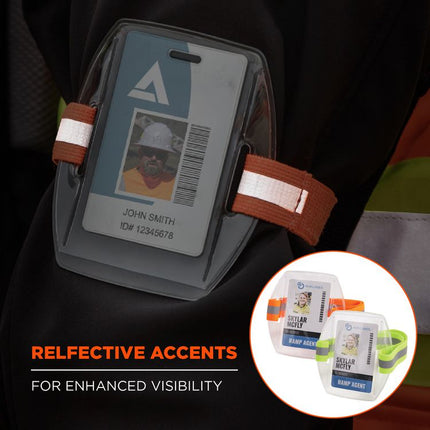 Squids 3386 Arm Band ID/Badge Holder, Vertical, Hi-Vis Lime, 3.75 x 4.25 Holder, 2.5 x 4 Insert, 10/Pack