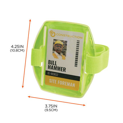 Squids 3386 Arm Band ID/Badge Holder, Vertical, Lime, 3.75 x 4.25 Holder, 2.5 x 4 Insert, 10/Pack