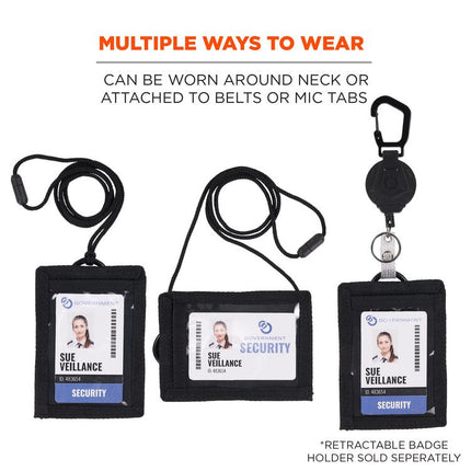 Squids 3389 Wallet ID/Badge Holder,Horizontal/Vertical, Black, 3.75 x 5 for 2.75 x 3.5 Insert, 18" Cord