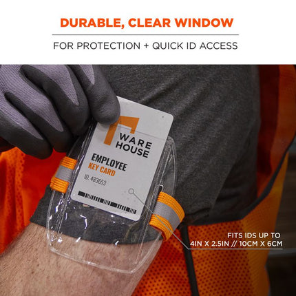 Squids 3386 Arm Band ID/Badge Holder, Vertical, Hi-Vis Orange, 3.75 x 4.25 Holder, 2.5 x 4 Insert, 10/Pack