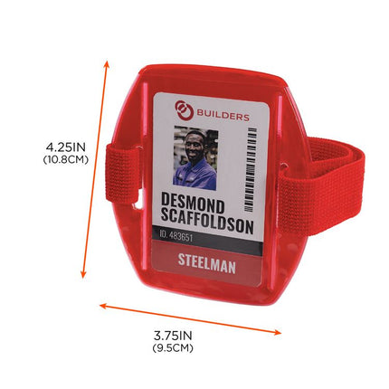 Squids 3386 Arm Band ID/Badge Holder, Vertical, Red, 3.75 x 4.25 Holder, 2.5 x 4 Insert, 10/Pack