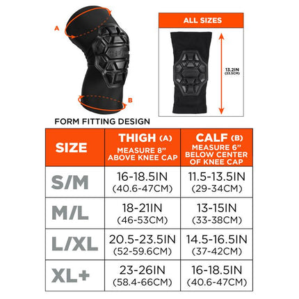 ProFlex 550 Padded Knee Sleeves with 3-Layer Foam Cap, Slip-On, Medium/Large, Black, Pair