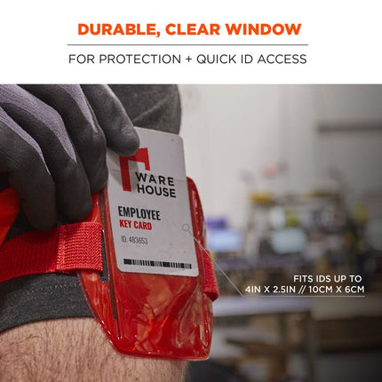 Squids 3386 Arm Band ID/Badge Holder, Vertical, Red, 3.75 x 4.25 Holder, 2.5 x 4 Insert, 10/Pack