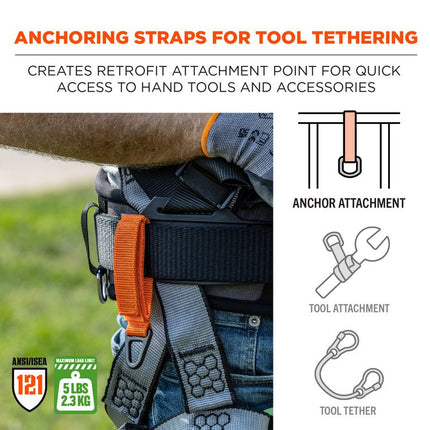 Squids 3172 Anchor Strap Hook and Loop Closure for Tool Tethering, 5 lb Max Working Capacity, 5" Long, Orange, 2/Pack