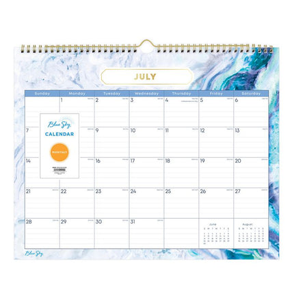 Gemma Academic Wall Calendar, Geode Artwork, 15" x 12", White/Blue Sheets, 12-Month (July to June): 2024 to 2025