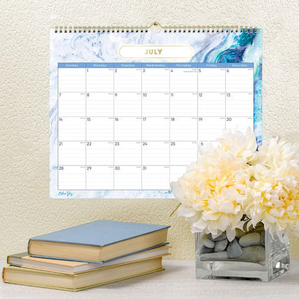 Gemma Academic Wall Calendar, Geode Artwork, 15" x 12", White/Blue Sheets, 12-Month (July to June): 2024 to 2025