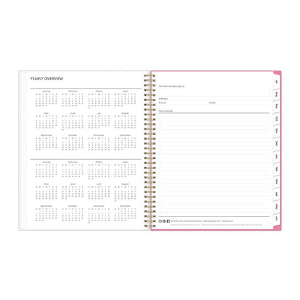 Roosevelt Pink Academic Weekly/Monthly Planner, Floral Artwork, 11" x 8.5", Pink/Gray Cover, 12-Month (July-June): 2024-2025