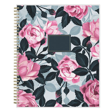 Roosevelt Pink Academic Weekly/Monthly Planner, Floral Artwork, 11" x 8.5", Pink/Gray Cover, 12-Month (July-June): 2024-2025