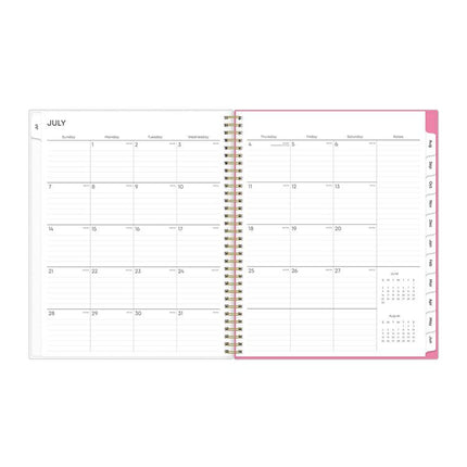 Roosevelt Pink Academic Weekly/Monthly Planner, Floral Artwork, 11" x 8.5", Pink/Gray Cover, 12-Month (July-June): 2024-2025