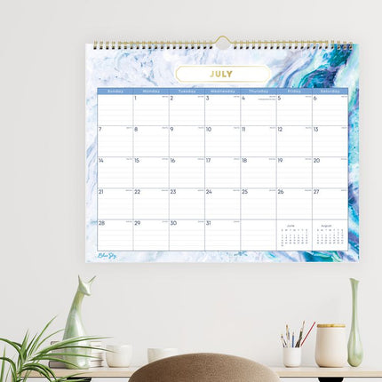 Gemma Academic Wall Calendar, Geode Artwork, 15" x 12", White/Blue Sheets, 12-Month (July to June): 2024 to 2025