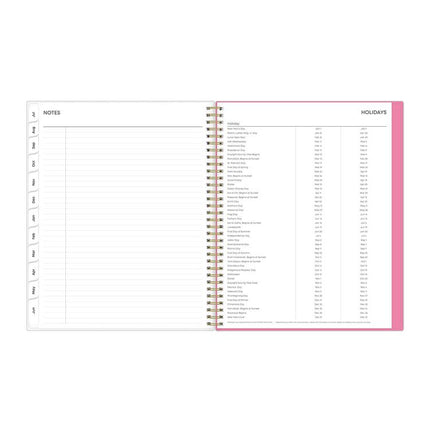 Roosevelt Pink Academic Weekly/Monthly Planner, Floral Artwork, 11" x 8.5", Pink/Gray Cover, 12-Month (July-June): 2024-2025