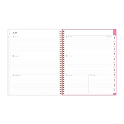 Roosevelt Pink Academic Weekly/Monthly Planner, Floral Artwork, 11" x 8.5", Pink/Gray Cover, 12-Month (July-June): 2024-2025