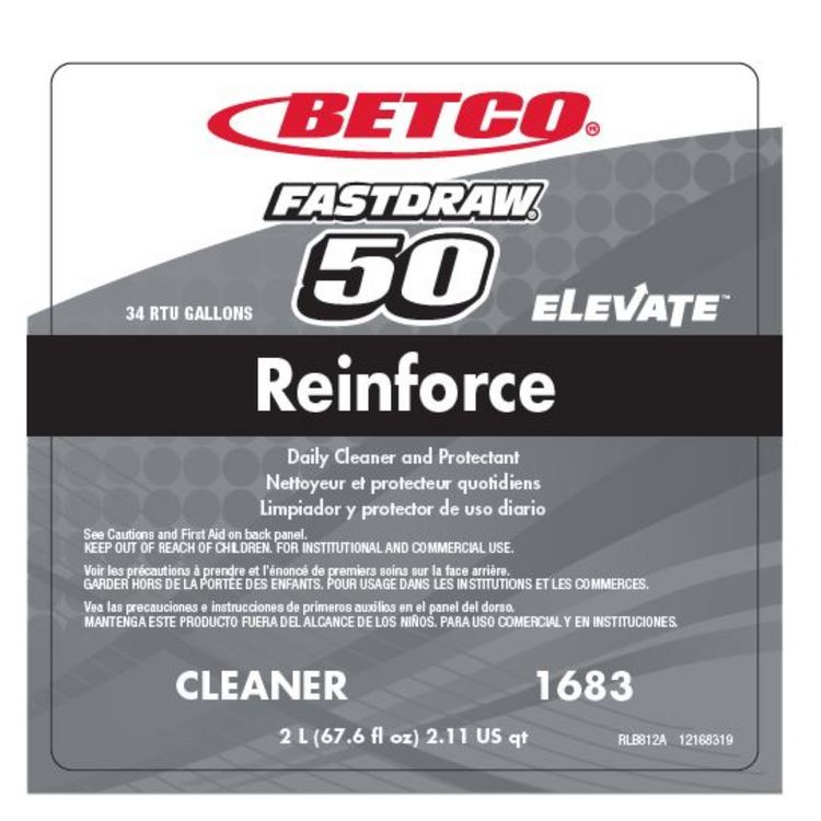 Reinforce Floor Cleaner and Protectant, Lemon Scent, 2 L Bottle, 4/Carton