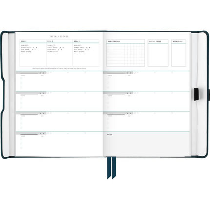 Foundation Undated Weekly/Monthly Planner, 8.5" x 6.75", Blue Cover, 12-Month: Undated