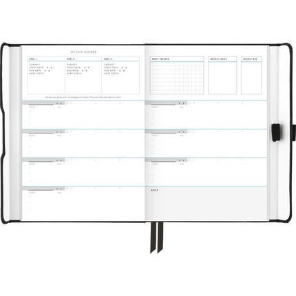 Foundation Undated Weekly/Monthly Planner, 8.5" x 6.75", Black Cover, 12-Month: Undated