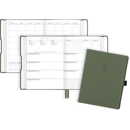 Foundation Undated Weekly/Monthly Planner, 8.5" x 6.75", Green Cover, 12-Month: Undated