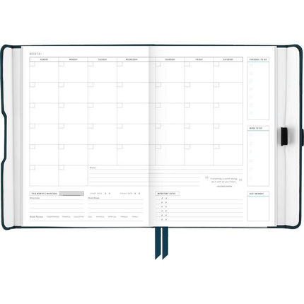 Foundation Undated Weekly/Monthly Planner, 8.5" x 6.75", Blue Cover, 12-Month: Undated