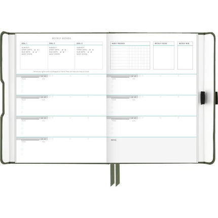 Foundation Undated Weekly/Monthly Planner, 8.5" x 6.75", Green Cover, 12-Month: Undated