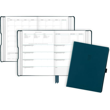 Foundation Undated Weekly/Monthly Planner, 8.5" x 6.75", Blue Cover, 12-Month: Undated