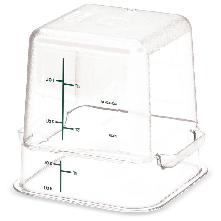 Squares Polycarbonate Food Storage Container, 4 qt, 7.13 x 7.13 x 7.29, Clear, Plastic