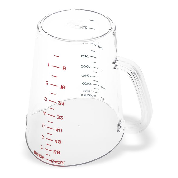 Commercial Measuring Cup, 0.5 gal, Plastic, Clear
