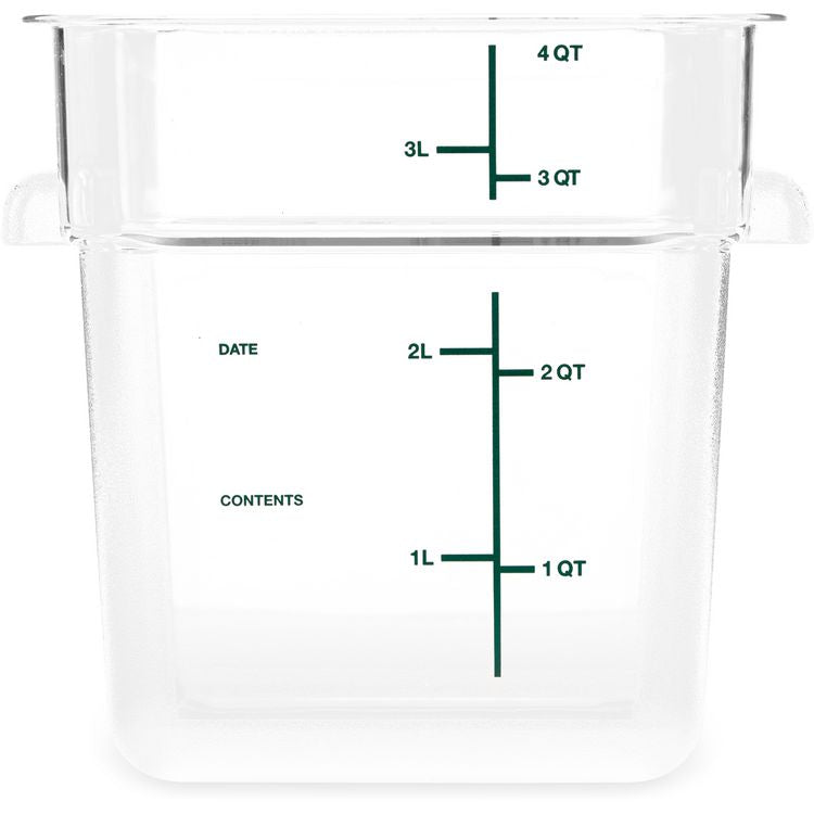 Squares Polycarbonate Food Storage Container, 4 qt, 7.13 x 7.13 x 7.29, Clear, Plastic