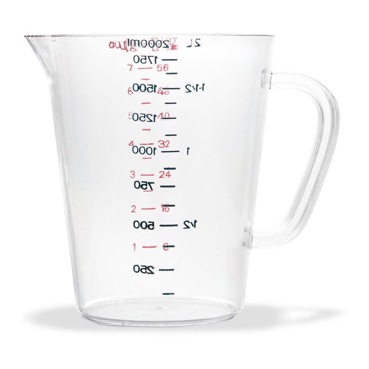 Commercial Measuring Cup, 0.5 gal, Plastic, Clear