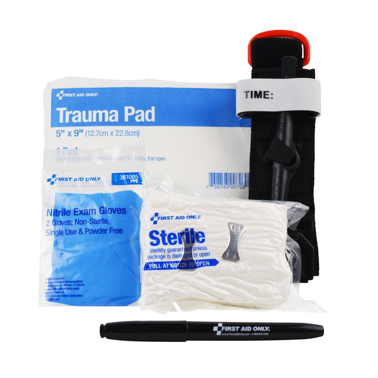Critical Essentials Bleeding Control Kit for Limb Wounds, 8 Pieces, Plastic Bag