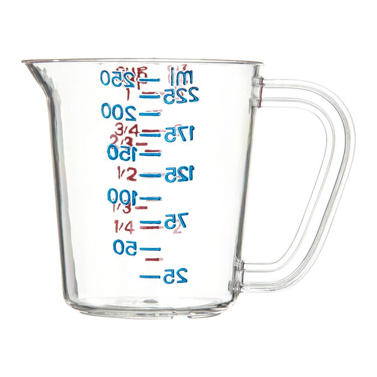 Commercial Measuring Cup, 1 cup, Plastic, Clear