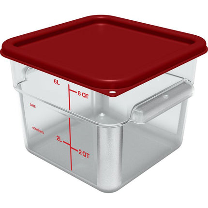 Squares Polycarbonate Food Storage Container, 6 qt, 8.75 x 8.75 x 7.31, Clear, Plastic