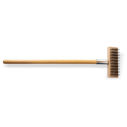 Sparta Broiler Master Grill Brush and Scraper with Handle, Metal Bristles, 30", Natural Wood Handle