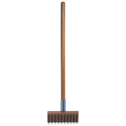 Sparta Broiler Master Grill Brush and Scraper with Handle, Metal Bristles, 30", Natural Wood Handle