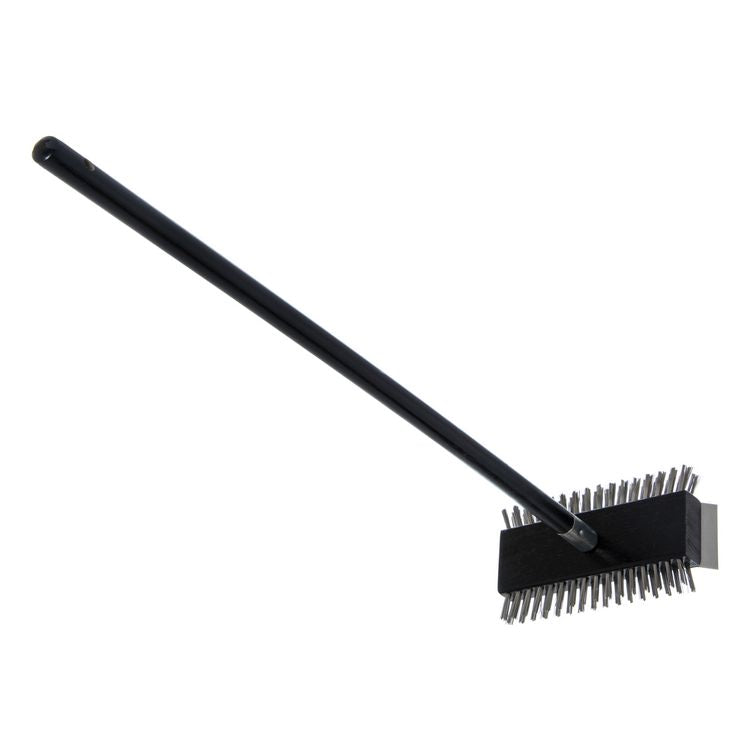 Sparta Broiler Master Grill Brush and Scraper with Handle, Metal Bristles, 30.5" Black Wood Handle