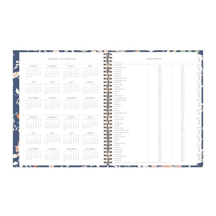 One Tree Planted Effie Weekly/Monthly Planner, Floral Artwork, 11" x 8.5", Blue/Peach/Green Cover, 12-Month (Jan-Dec): 2025