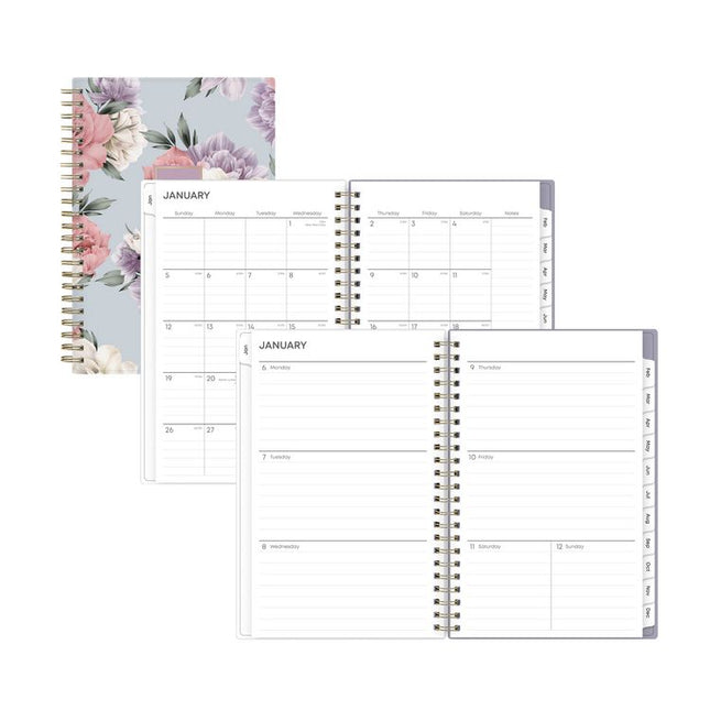 Tula Weekly/Monthly Planner, Floral Artwork, 8" x 5", Purple/Pink/White Cover, 12-Month (Jan to Dec): 2025