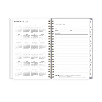 Tula Weekly/Monthly Planner, Floral Artwork, 8" x 5", Purple/Pink/White Cover, 12-Month (Jan to Dec): 2025