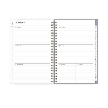 Tula Weekly/Monthly Planner, Floral Artwork, 8" x 5", Purple/Pink/White Cover, 12-Month (Jan to Dec): 2025