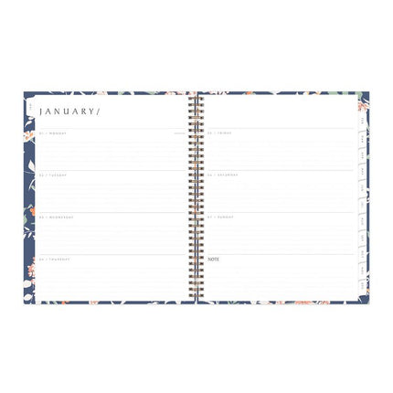One Tree Planted Effie Weekly/Monthly Planner, Floral Artwork, 11" x 8.5", Blue/Peach/Green Cover, 12-Month (Jan-Dec): 2025
