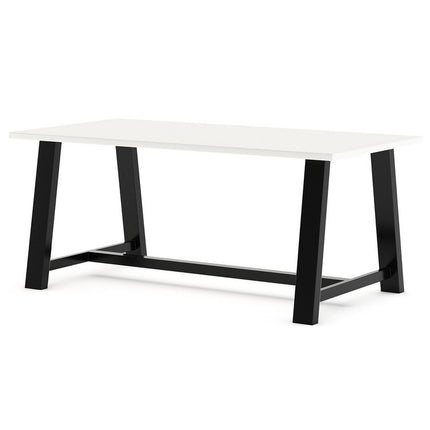 Midtown Bistro Dining Table with Four Navy Kool Barstools, 36 x 72 x 41, Designer White